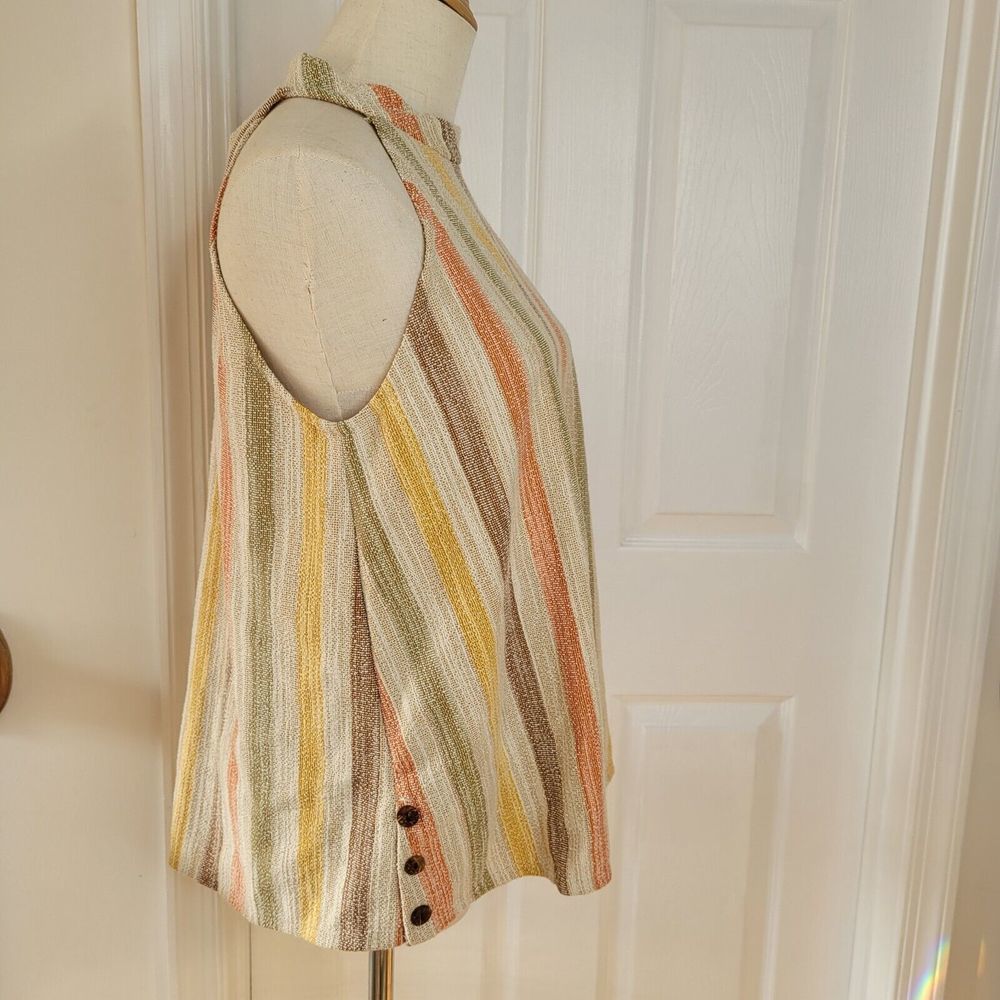W5 by Anthropologie Sleeveless Cream Multi Color Striped Halter Top Size M - Picture 3 of 10